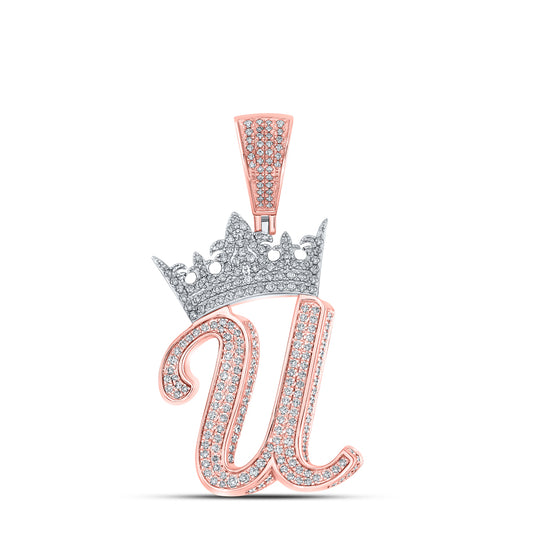 1 1/2CTW-DIA ANA M CROWN INITIAL "U" MENS PENDANT