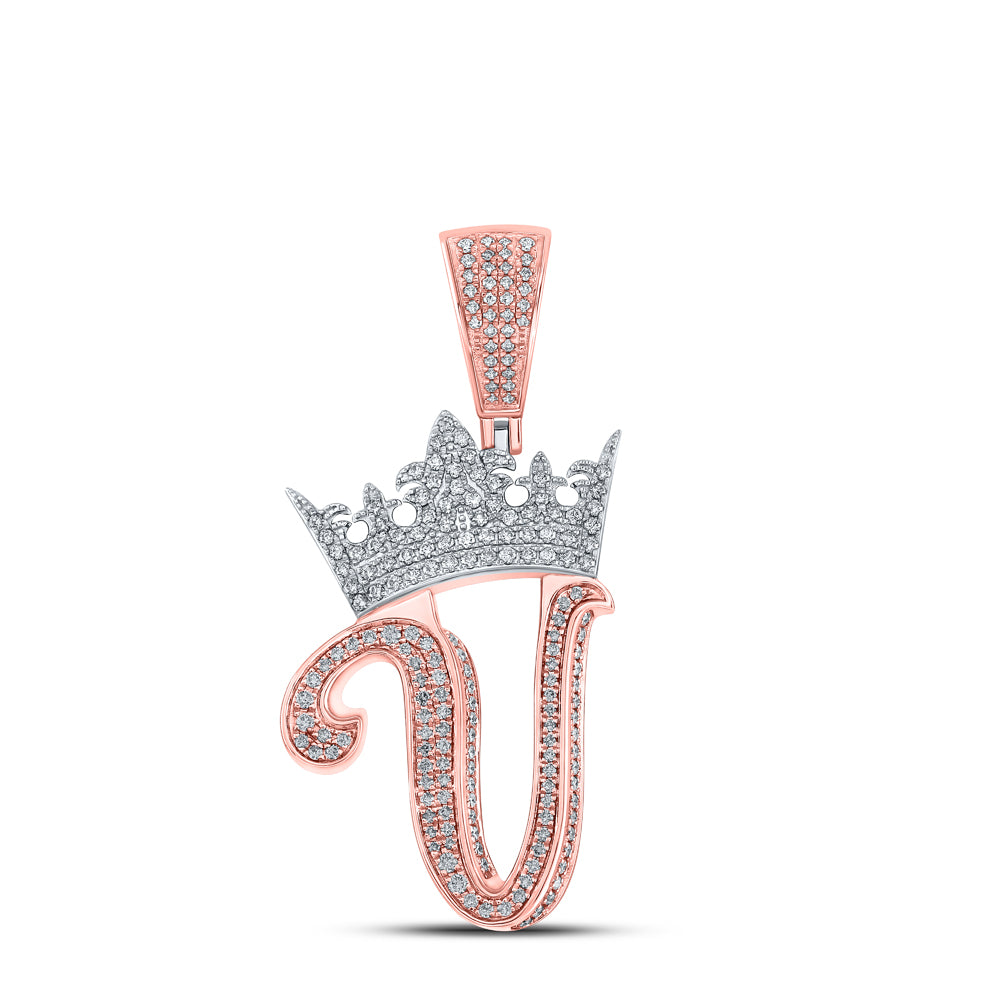 1 1/5CTW-DIA ANA M CROWN INITIAL "V" MENS PENDANT