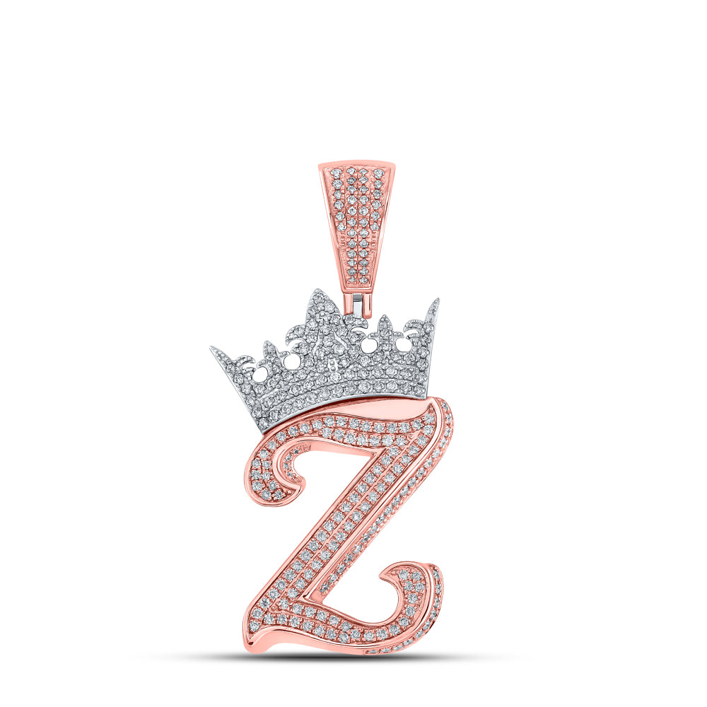 1 3/8CTW-DIA ANA M CROWN INITIAL "Z" MENS PENDANT