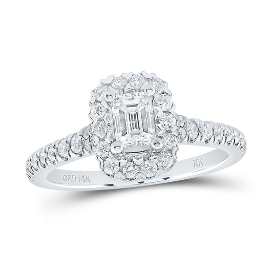 1 CTW-DIA NK 1/2CT-CEME  SINGLE HALO ENGAGEMENT RING