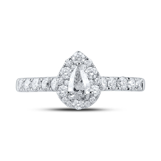 1CTW-DIA ANA M 1/3CT-CPEAR ENGAGEMENT SINGLE HALO