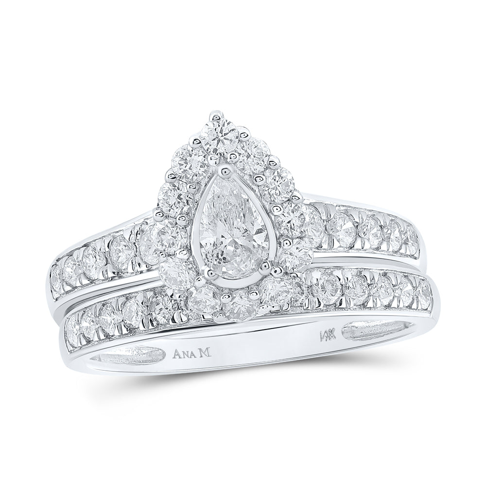 1 CTW-DIA ANA M 1/5CT-CPEAR BLISS SINGLE HALO BRIDAL SET