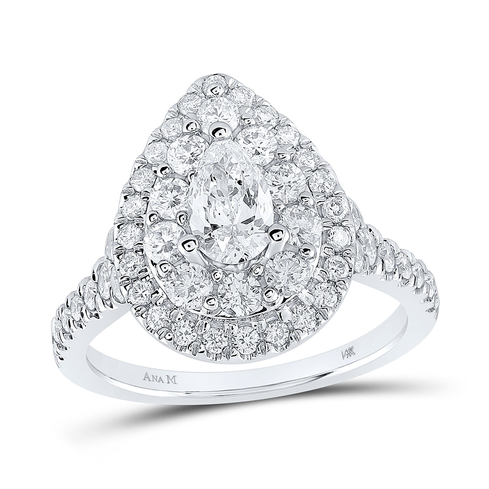 1 3/4CTW-DIA ANA M 1/2CT-CPEAR ENGAGEMENT DOUBLE HALO RING CERT