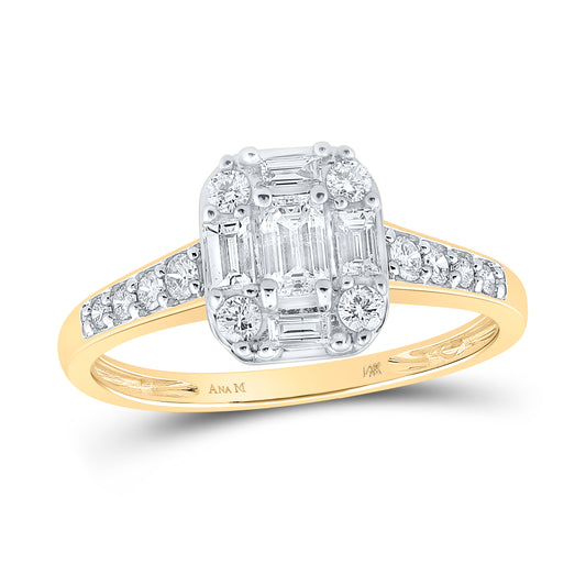 3/4CTW-DIA ANA M 1/4CT-CEME SINGLE HALO ENGAGEMENT RING