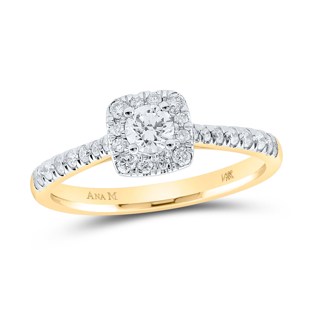 1/2CTW-DIA ANA M 1/4CT-CRD SINGLE HALO ENGAGEMENT RING