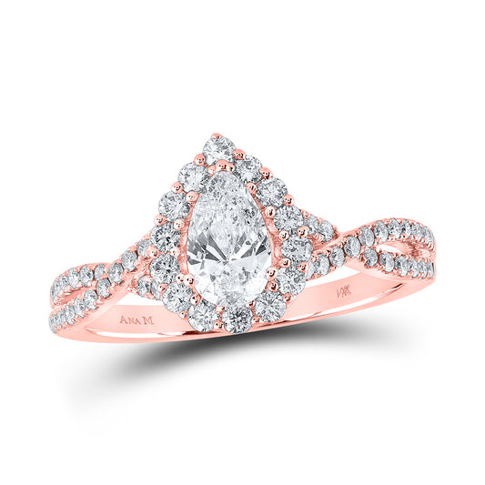 1 CTW-DIA ANA M 1/2CT-CPEAR ENGAGEMENT SINGLE HALO