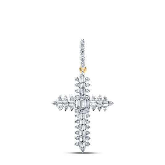 7/8 CTW-DIA NK COOLET CROSS PENDANT