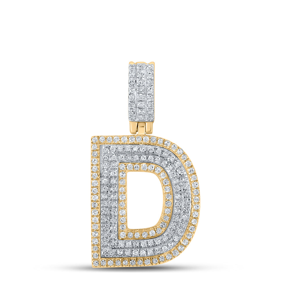 1/2CTW-DIA P1P2 MENS INITIAL "D" PENDANT