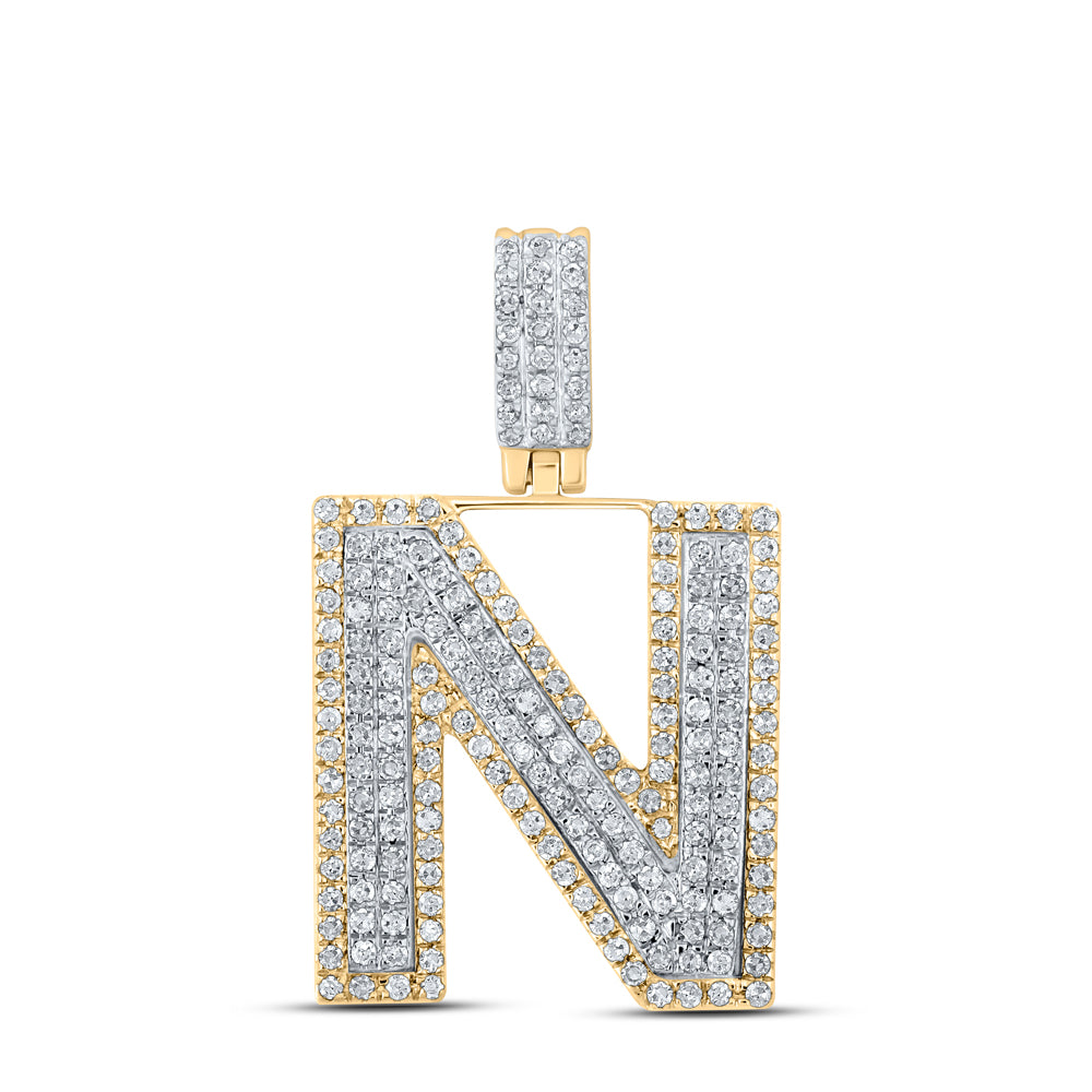 5/8CTW-DIA P1P2 MENS INITIAL "N" PENDANT