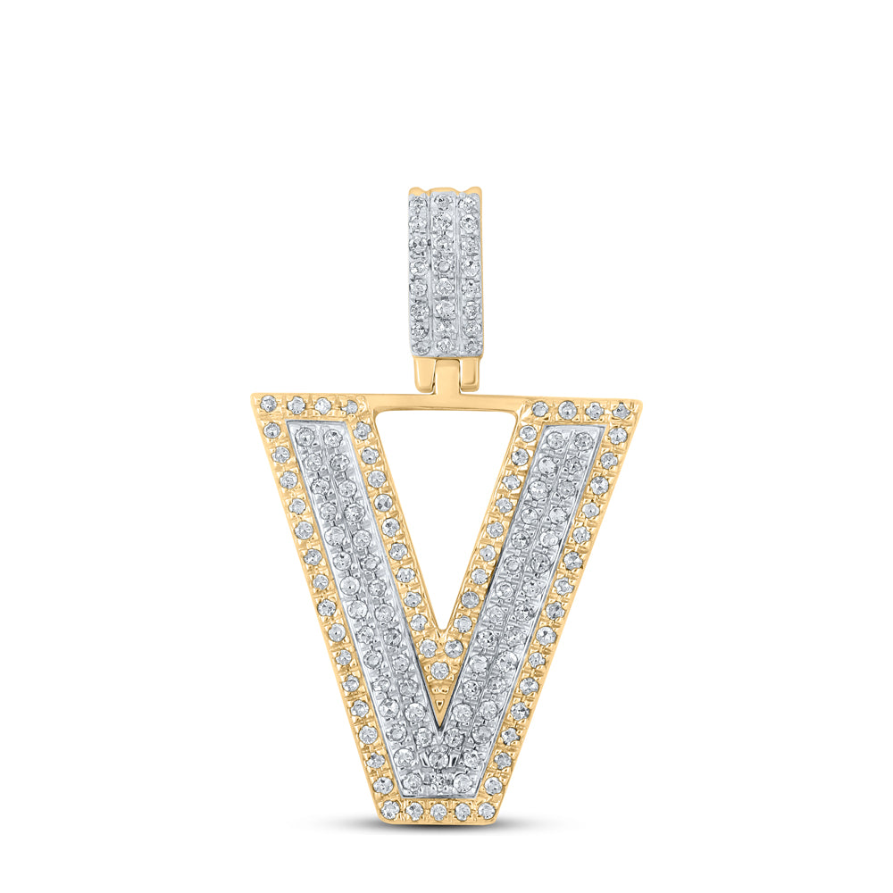 1/2CTW-DIA P1P2 MENS INITIAL "V" PENDANT