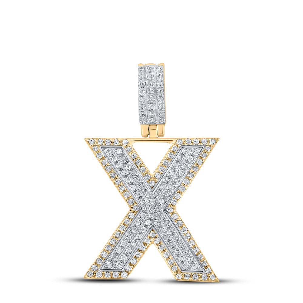 1/2CTW-DIA P1P2 MENS INITIAL "X" PENDANT