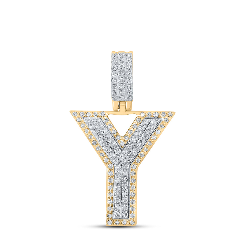 3/8CTW-DIA P1P2 MENS INITIAL "Y" PENDANT