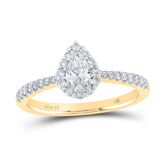 5/8CTW-DIA ANA M 1/3CT-CPEAR ENGAGEMENT SINGLE HALO