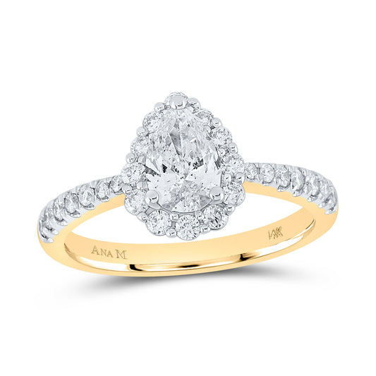 1 1/5CTW-DIA ANA M 3/4CT-CPEAR ENGAGEMENT SINGLE HALO