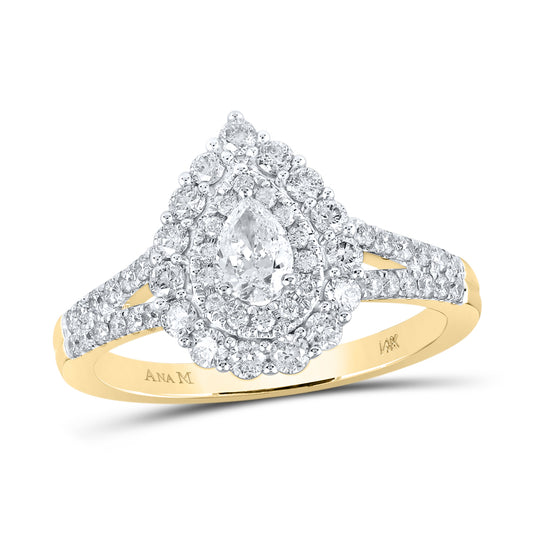 1 CTW-DIA ANA M 1/3CT-CPEAR ENGAGEMENT DOUBLE HALO