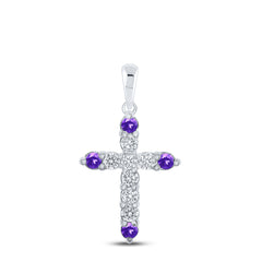 1/6CTW-DIA NK 1/12CT-AME LAB CREATED CROSS PENDANT