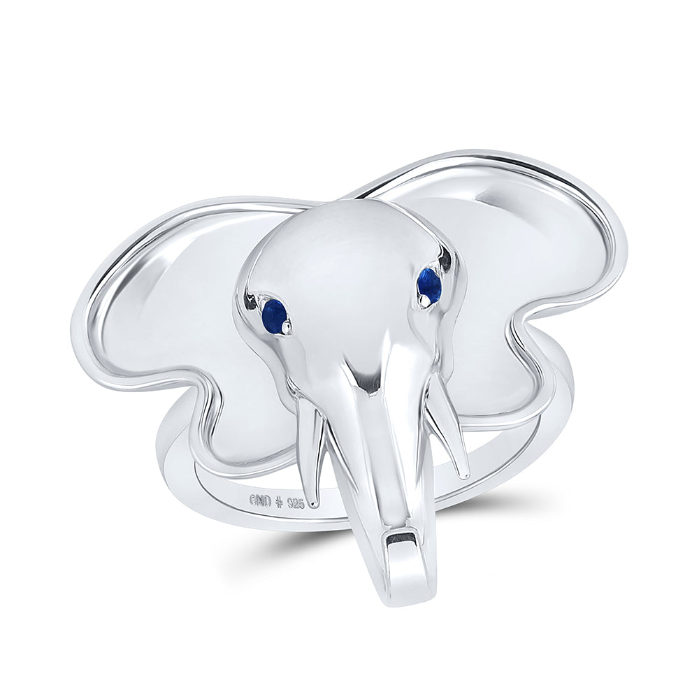 0.03CTW-DIA BLUE SAPP NATURAL GEM ELEPHANT RING