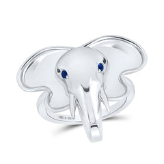 0.03CTW-DIA BLUE SAPP NATURAL GEM ELEPHANT RING