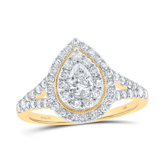 1CTW-DIA ANA M 1/3CT-CPEAR DOUBLE HALO  ENGAGEMENT RING