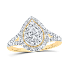 1CTW-DIA ANA M 1/3CT-CPEAR DOUBLE HALO  ENGAGEMENT RING