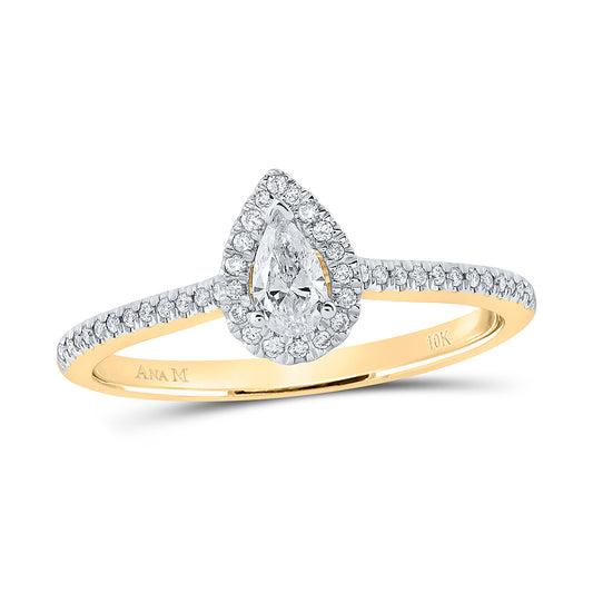 1/3CTW-DIA ANA M 1/5CT-CPEAR ENGAGEMENT SINGLE HALO RING