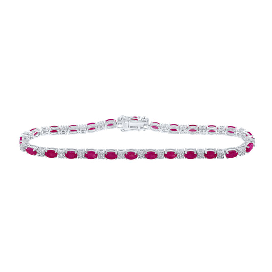 1/2CTW-DIA CN 6 3/8CTW-RUBY NATURAL GEM BRACELET (8 INCH)