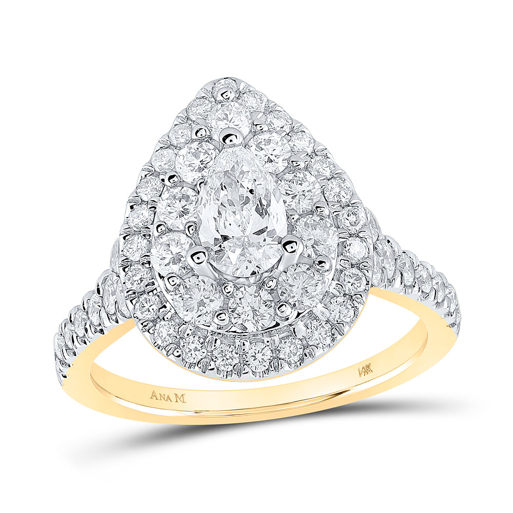 1 3/4CTW-DIA ANA M 1/2CT-CPEAR ENGAGEMENT DOUBLE HALO RING