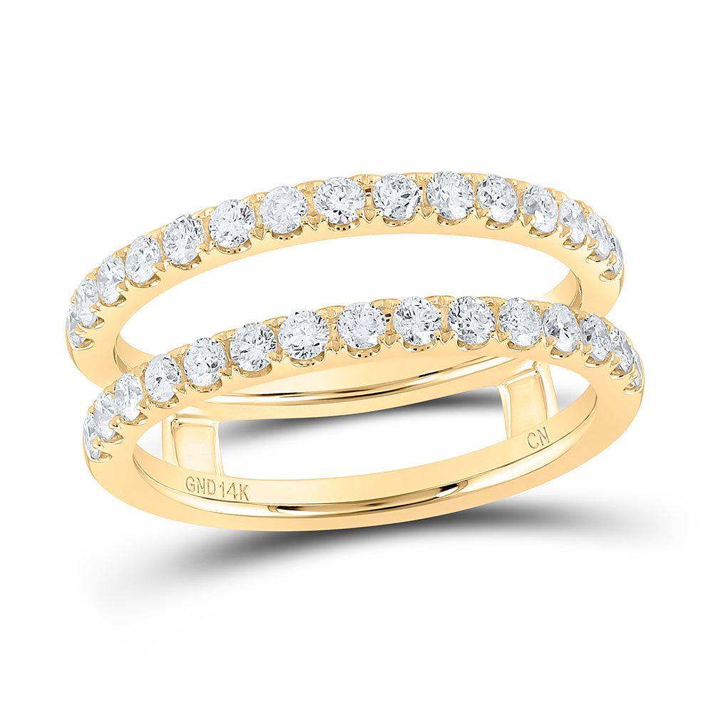 14k Yellow Gold Round Diamond Wrap Ring Guard Enhancer 3/4 Cttw