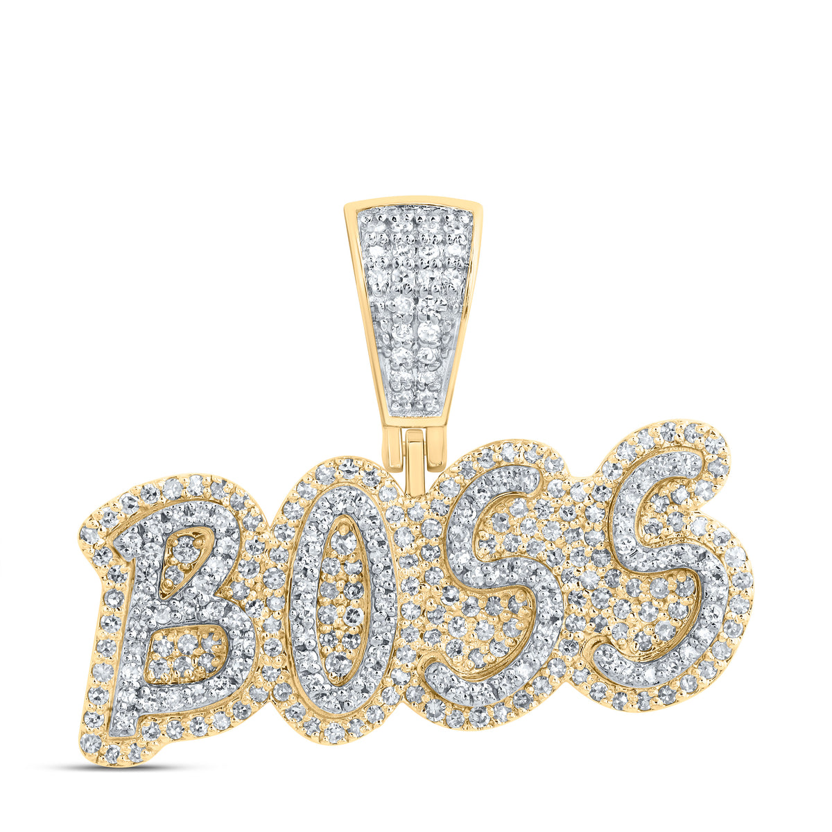 3/4CTW-DIA CN "BOSS" MENS INITIAL PENDANT