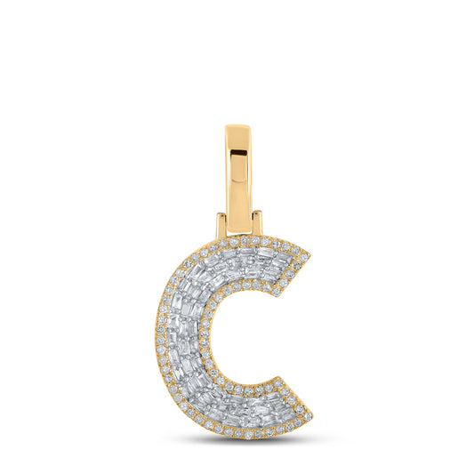 3/8CTW-DIA CN INITIAL "C" MENS PENDANT