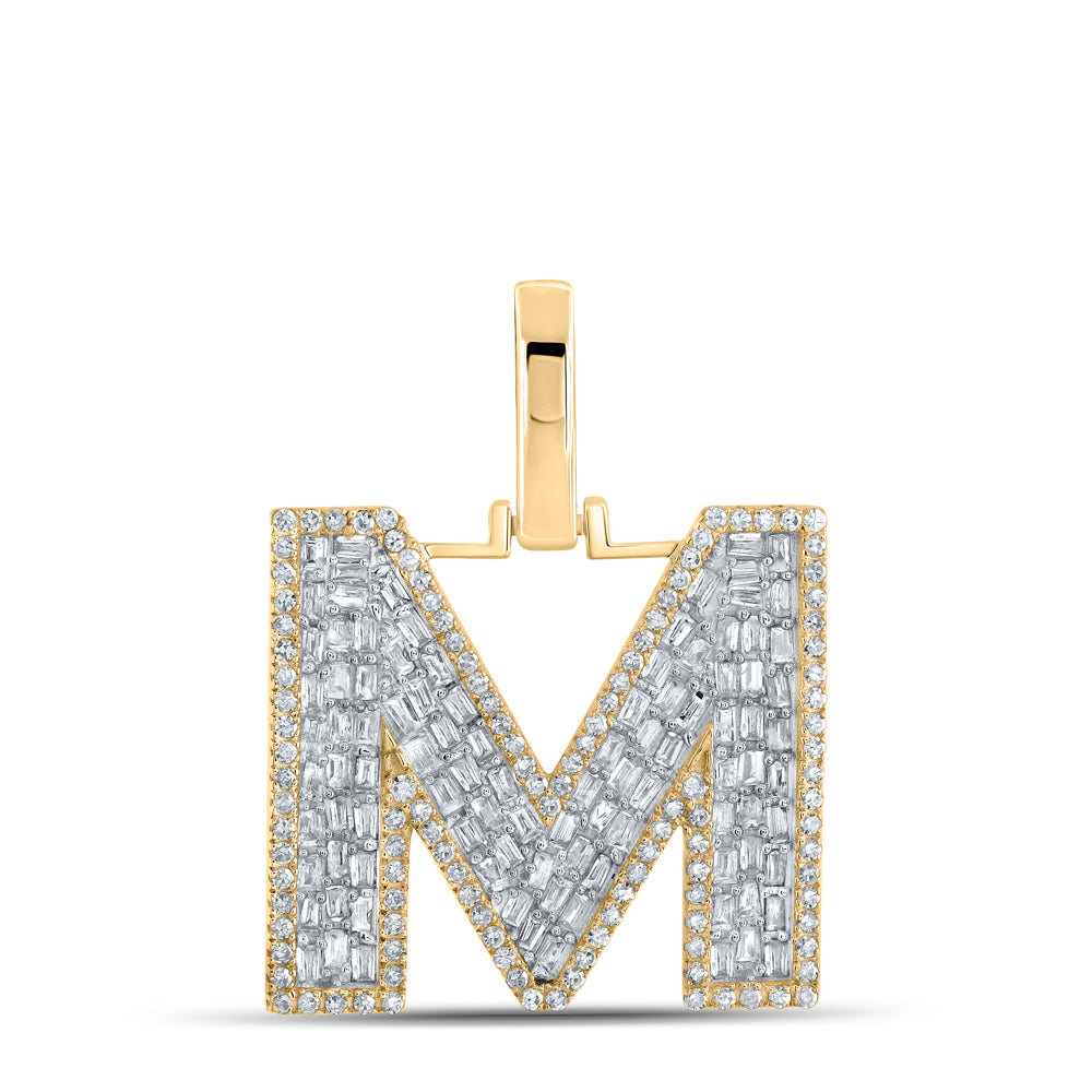 3/4CTW-DIA CN INITIAL "M" MENS PENDANT