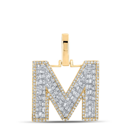 3/4CTW-DIA CN INITIAL "M" MENS PENDANT