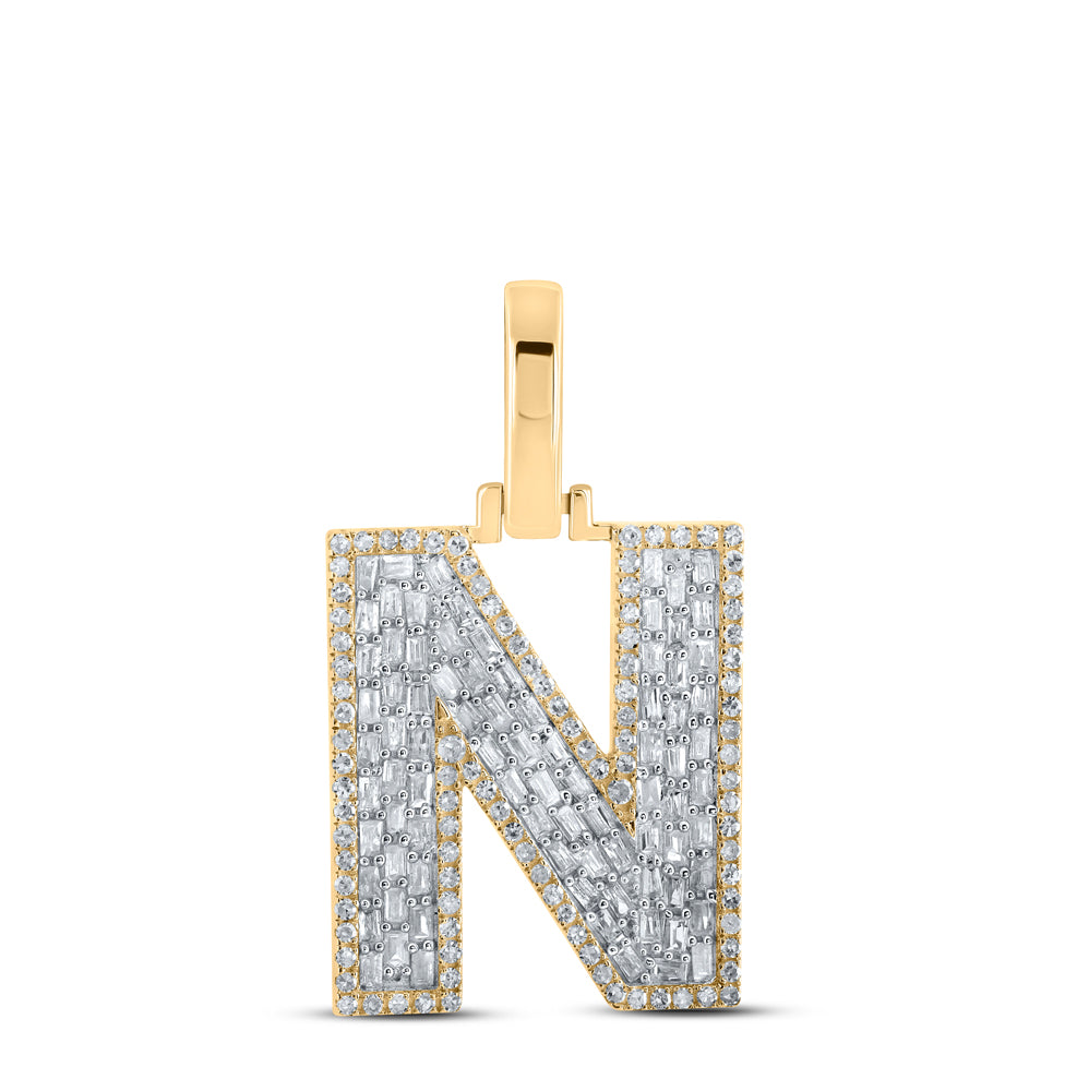 5/8CTW-DIA CN INITIAL "N" MENS PENDANT