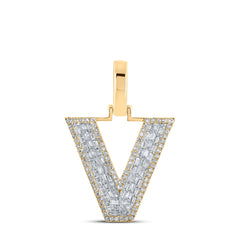 1/2CTW-DIA CN INITIAL "V" MENS PENDANT