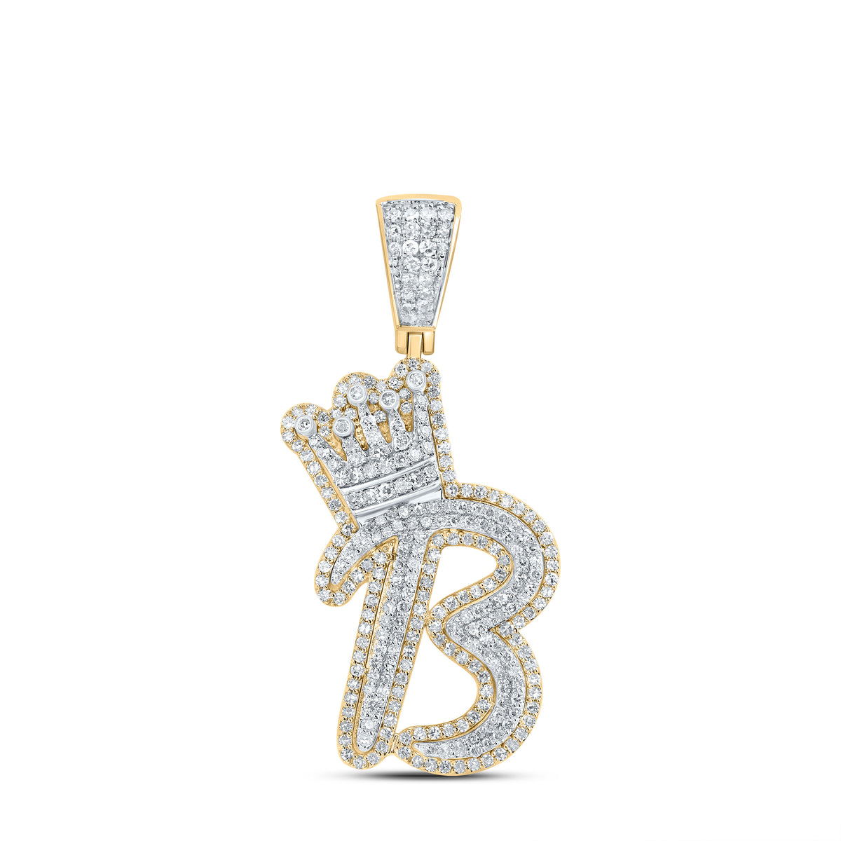 1 1/3CTW-DIA NK INITIAL "B" CROWN MENS PENDANT