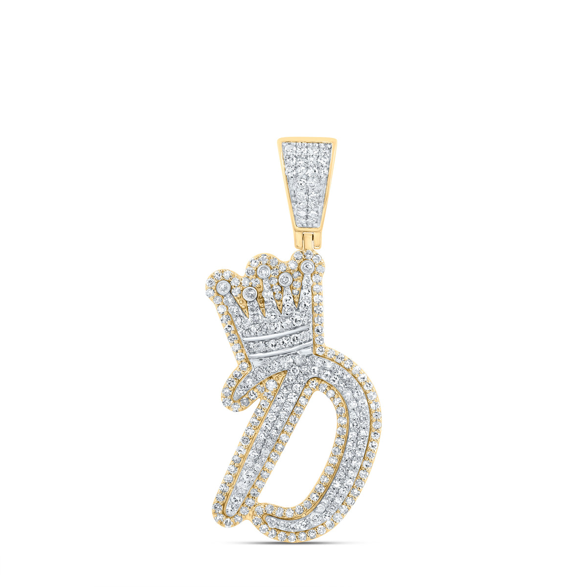 1 1/5CTW-DIA NK INITIAL "D" CROWN MENS PENDANT