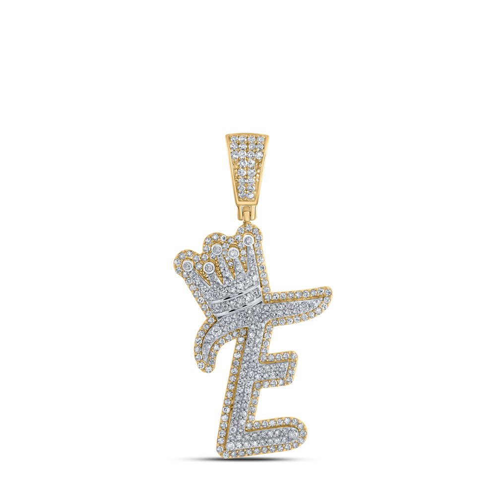 1 1/5CTW-DIA NK INITIAL "E" CROWN MENS PENDANT