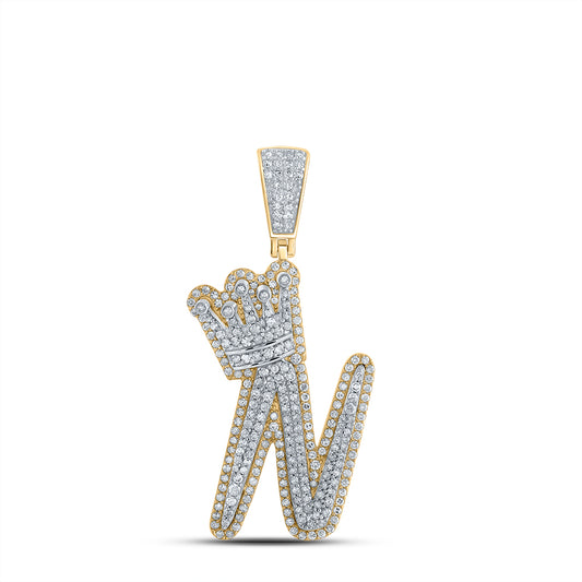 1 1/3CTW-DIA NK INITIAL "N" CROWN MENS PENDANT