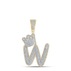 1 3/8CTW-DIA NK INITIAL "W" CROWN PENDANT