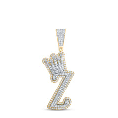 1CTW-DIA NK INITIAL "Z" CROWN MENS PENDANT