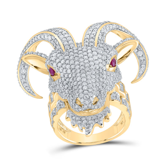 5 7/8CTW-DIA NK 1/5CT-RUBY GOAT MENS RING