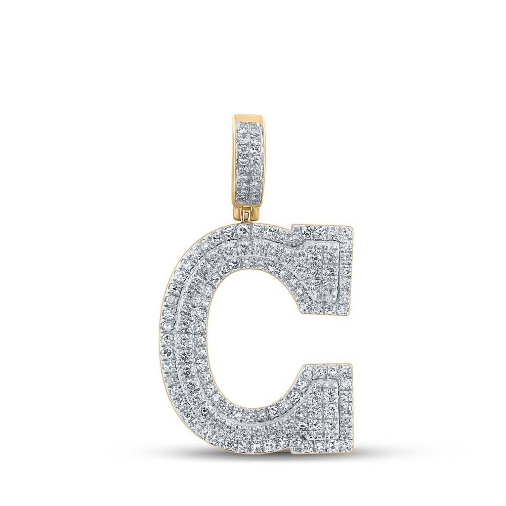 1 5/8CT-DIA NK INITIAL "C" MENS PENDANT