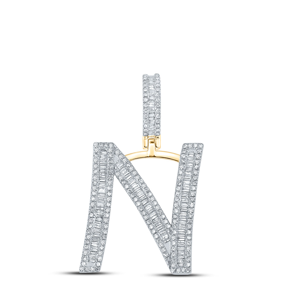 7/8CTW-DIA CN INITIAL "N" MENS CHARM