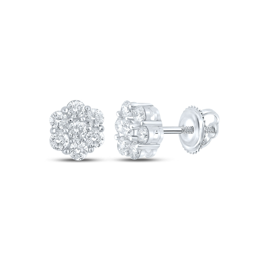 5/8CTW-DIA NK 7 STONE FLOWER EARRING