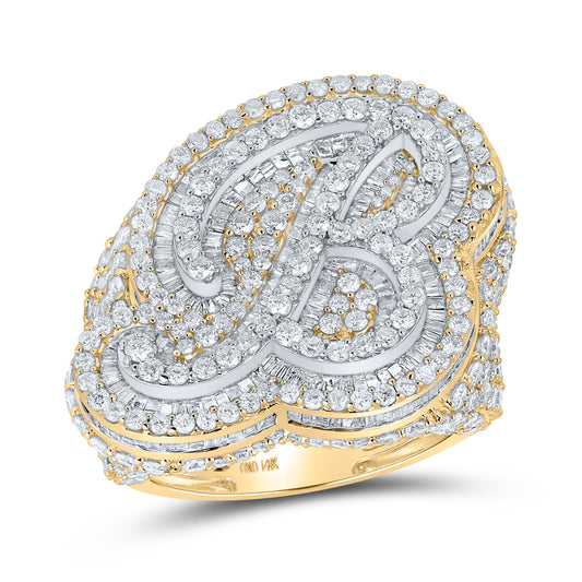 8 1/2CTW-DIA NK INITIAL "B" MENS RING