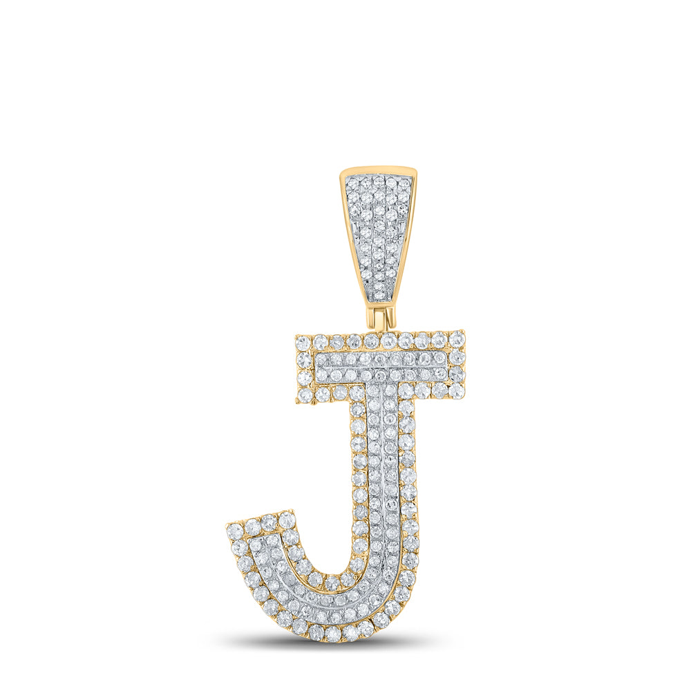 3/4CTW-DIA CN INITIAL "J" MENS CHARM