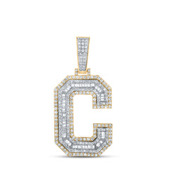 1 3/4CTW-DIA CN MENS INITIAL "C" PENDANT