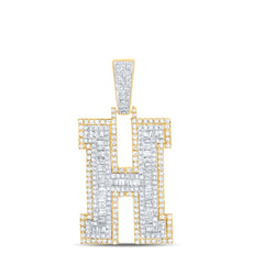 2CTW-DIA CN MENS INITIAL "H" PENDANT