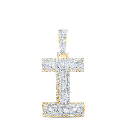 1 3/4CTW-DIA CN MENS INITIAL "I" PENDANT