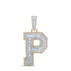 1 7/8CTW-DIA CN MENS INITIAL "P" PENDANT